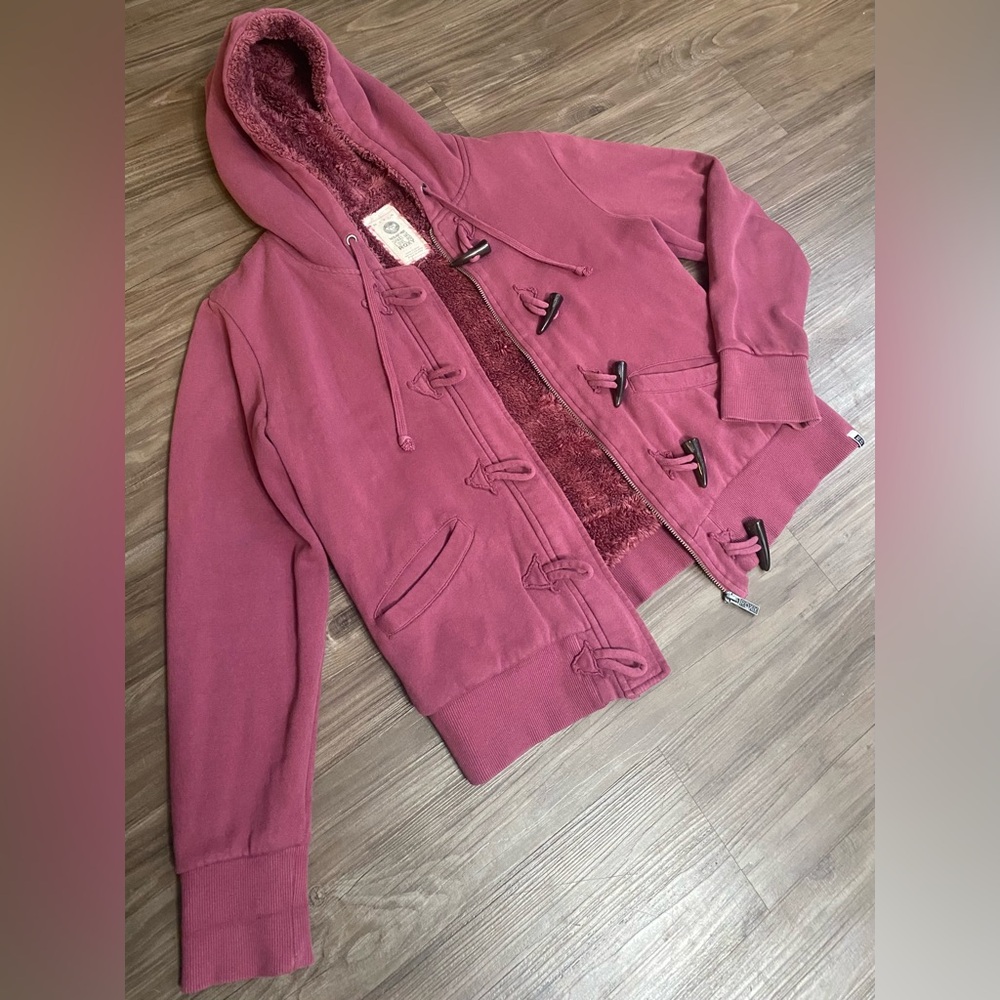 Roxy Mauve Fur Toggle Jacket with Hood
